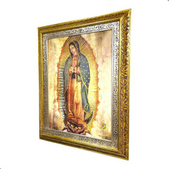 Cuadro Virgen De Guadalupe Religioso Con Marco, Combinado Oro Y Plata, 90x70 Cm Combinado Oro Plata Oro Plata