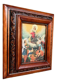 Cuadro Rostro De Jesus Color Nogal Madera De Pino 22x19 Cm Color Nogal