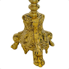 Candeleros Y Cruz Barroco Pie Leon Vasos Rojos Cruz De 65 Cm Bronce