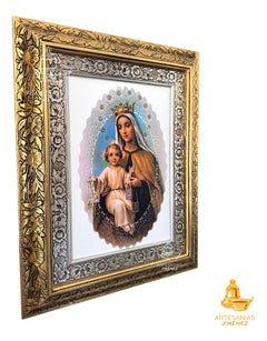 Cuadro Virgen Del Carmen 60x47 Cm V2 Combinado Oro Y Plata Oro Y Plata