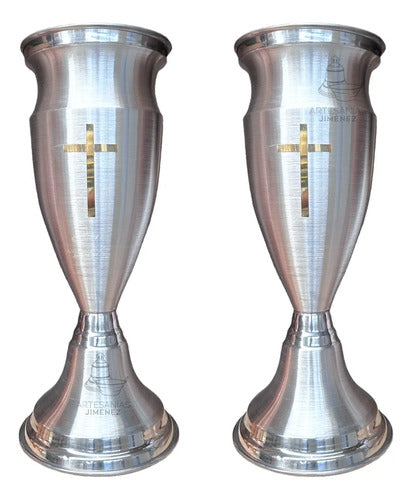 Floreros O Jarrones 60 Cm Iglesia O Capilla Con Cruz Cuello Plateado Cuello Santana