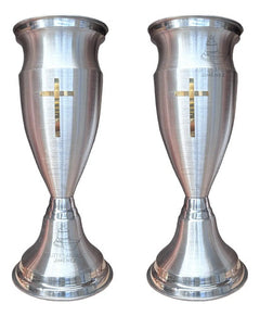 Floreros O Jarrones 60 Cm Iglesia O Capilla Con Cruz Cuello Plateado Cuello Santana