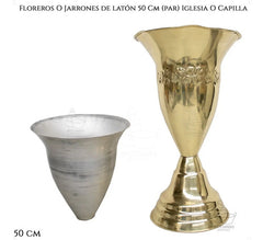 Floreros O Jarrones 50 Cm De Latón (par) Iglesia O Capilla Dorado Lisa