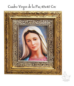 Cuadro Virgen De La Paz 45x40 Cm A002 Combinado Oro Y Plata Oro Y Plata