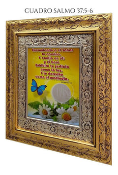 Cuadro Salmo 37:5-6 45x40 Cm Combinado Oro Y Plata Oro Y Plata