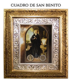 Cuadro San Benito 45x40 Cm A0906 Combinado Oro Y Plata Oro Y Plata