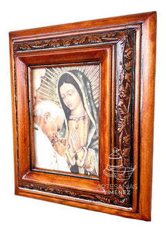 Cuadro Juan Pablo Segundo Y Virgen De Guadalupe Nogal C09 Nogal