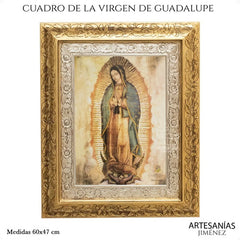 Cuadro Virgen De Guadalupe Original 60x47 Cm Q118 Combinado Oro Y Plata Oro Y Plata