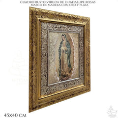 Cuadro Virgen De Guadalupe Rosas 45x40cm C014 Combinado Oro Y Plata Oro Y Plata