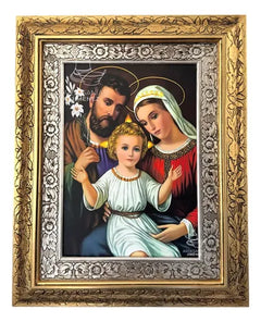 Cuadro Sagrada Familia 60x47 Cm V3 Combinado Oro Y Plata Oro Y Plata