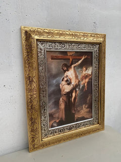 Cuadro San Francisco De Asis 60x47 Cm Combinado Oro Y Plata Oro Y Plata