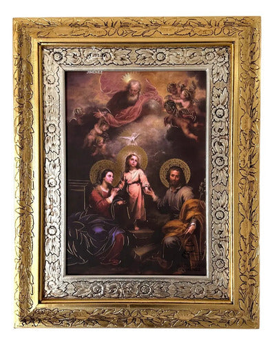 Cuadro Sagrada Familia Murillo 60x47 Cm Combinado Oro Y Plata Oro Y Plata