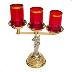 Candeleros De Mesa Para Altar De 3 Luces Corona De Espinas Plateado Con Base De Corona De Espinas Dorada Cincelada
