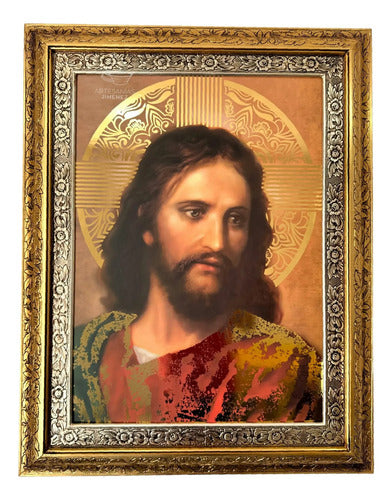 Cuadro Jesucristo En El Huerto 90x70 Cm  Religioso Combinado Oro Y Plata Oro Y Plata