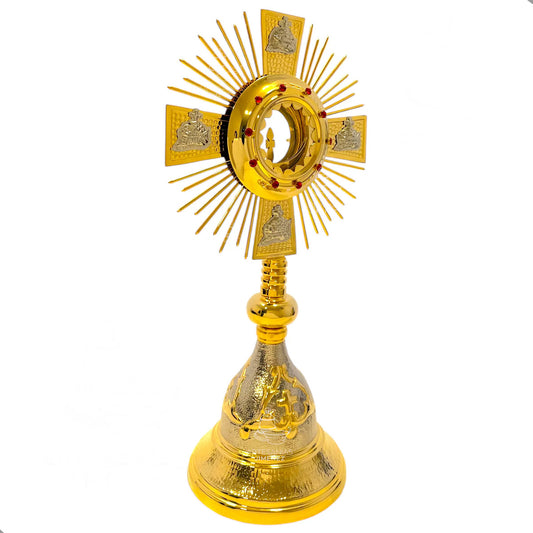 Custodia eucarística para iglesia o capilla de 52 cm, con baño de oro, hecha a mano en México