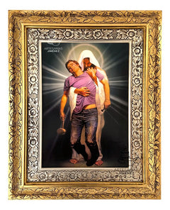 Cuadro Jesus Del Perdon 60x47 Cm Combinado Oro Y Plata Oro Y Plata