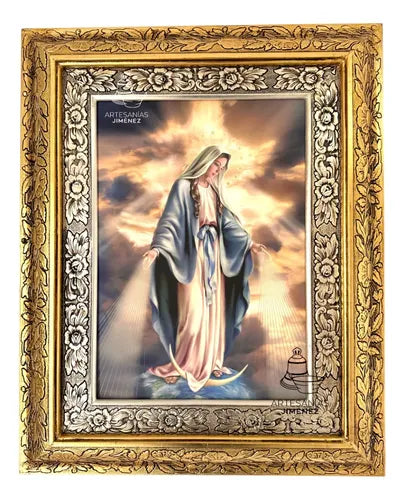 Cuadro Virgen Medalla Milagrosa 60x47 Cm Combinado Oro Y Plata Oro Y Plata