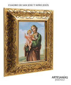 Cuadro San Jose Y Niño Jesus 31x26 Cm Combinado Oro Y Plata Oro Y Plata