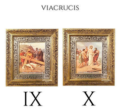 Cuadro Vía Crucis O Viacrucis 15 Piezas 45x40 Cm Oro Y Plata