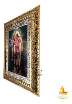 Cuadro Jesus Del Perdon 60x47 Cm Combinado Oro Y Plata Oro Y Plata