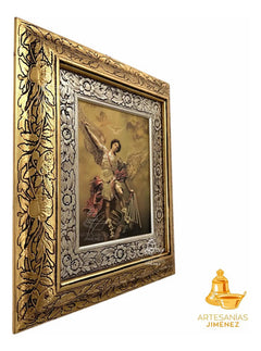 Cuadro San Miguel Arcangel 45x40 Cm Combinado Oro Y Plata Oro Y Plata