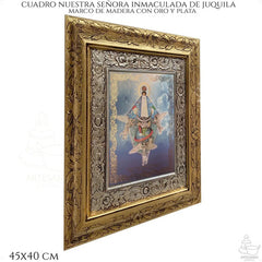 Cuadro Virgen De Juquila 45x40 Cm C004 Combinado Oro Y Plata Oro Y Plata