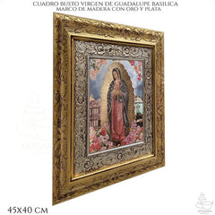 Cuadro Virgen De Guadalupe Y Basilica 45x40cm Combinado Oro Y Plata Oro Y Plata