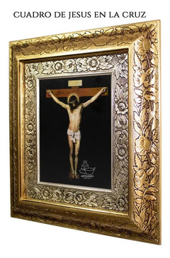 Cuadro De Cristo 45x40 Cm Combinado Oro Y Plata Oro Y Plata