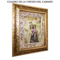 Cuadro Virgen Del Carmen 45x40 Cm Combinado Oro Y Plata Oro Y Plata