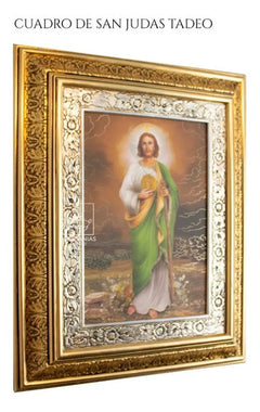 Cuadro De San Judas Tadeo 60x47 Cm Combinado Oro Y Plata Oro Y Plata