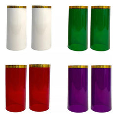 Candeleros De Mesa Para Altar Con 8 Vasos Piedra Redonda Dorado
