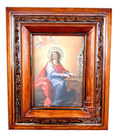 Cuadro Rostro De Jesus Color Nogal Madera De Pino 22x19 Cm Color Nogal