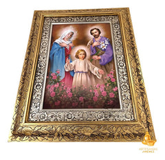 Cuadro De La Sagrada Familia 60x47 Cm Q116 Combinado Oro Y Plata Oro Y Plata