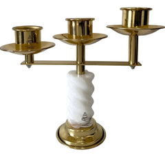 Candeleros De Mesa Tres Luces (2 Piezas) Espiral Dorado Piedra Onix Redonda