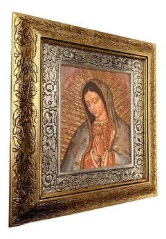 Cuadro Busto Virgen De Guadalupe 45x40 Cm A#1 Vg2 Combinado Oro Y Plata Oro Y Plata