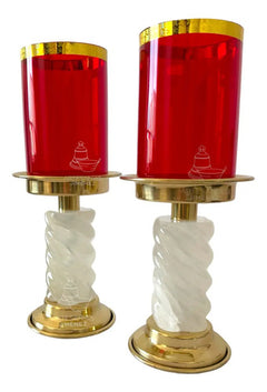 Candeleros de mesa para altar con 8 vasos color rojo