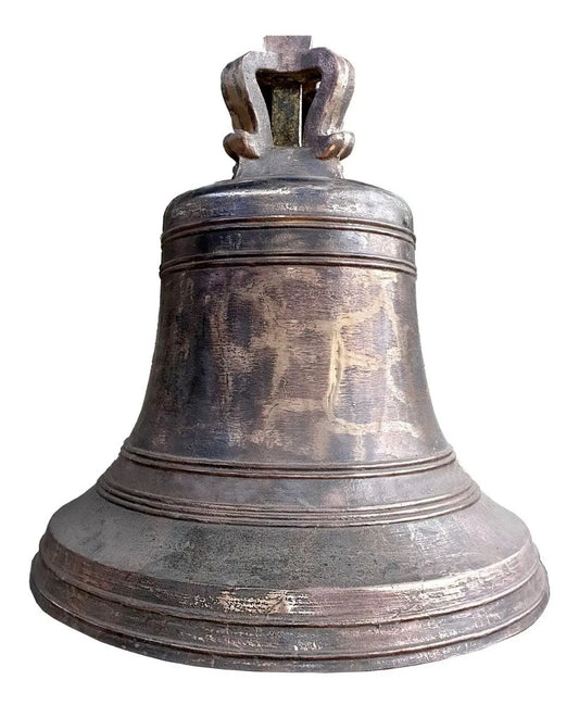 Campana de bronce rústica para iglesia de 400 kg, fundida a mano en México