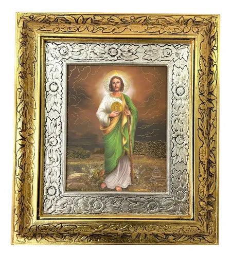 Cuadro San Judas Tadeo 45x40 Cm N01 Combinado Oro Y Plata Oro Y Plata