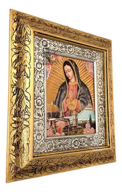 Cuadro Virgen De Guadalupe Y Basilica 45x40 Cm C1 Combinado Oro Y Plata Oro Y Plata