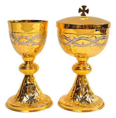 Caliz Copon Y Patena Liturgico Espinas Y Crismon P1