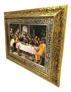 Cuadro De La Ultima Cena De Jesús De Nazaret 60x47 Cm Combinado Oro Y Plata Oro Y Plata
