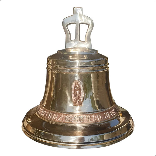 Campana de bronce para iglesia, capilla y presidencia, fundida a mano en México