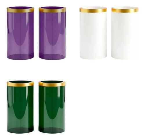 Acrílicos O Pantallas Para Candelero 6 Piezas Verde, Morado, Blanco