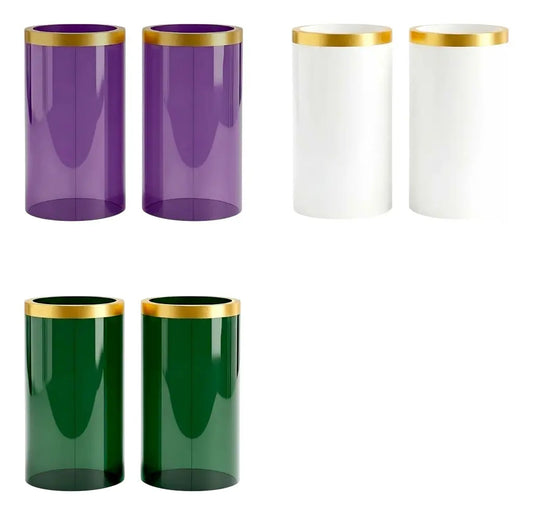 Juego de 6 pantallas acrílicas verdes, moradas y blancas para candelero litúrgico