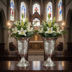Floreros O Jarrones 40 Cm (par) Iglesia O Capilla Plateado Tulipán