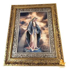 Cuadro Virgen Medalla Milagrosa 60x47 Cm Combinado Oro Y Plata Oro Y Plata