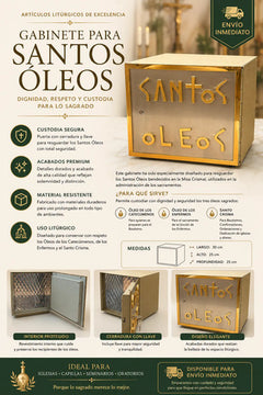 Gabinete litúrgico para Santos Óleos, acabados dorados