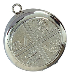 Relicario Hostiario 5 Cm Plateado Pixide Relieve Cruz Jhs