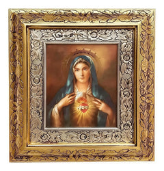 Immaculate Heart of Mary Framed Picture 45x40 cm Gold & Silver