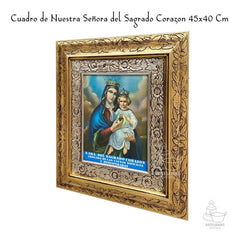 Cuadro N. Señora Del Sagrado Corazón Causas Difíciles 45x40 Combinado Oro Y Plata Oro Y Plata